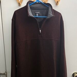 Van Heusen Men's Dark Brown Quarter-Zip Sweater